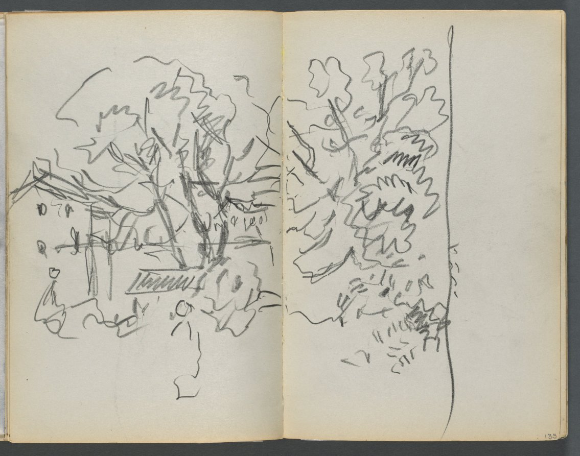 Maurice Prendergast — Sketchbook, The Dells, N° 127, page 132 & 133: Landscape