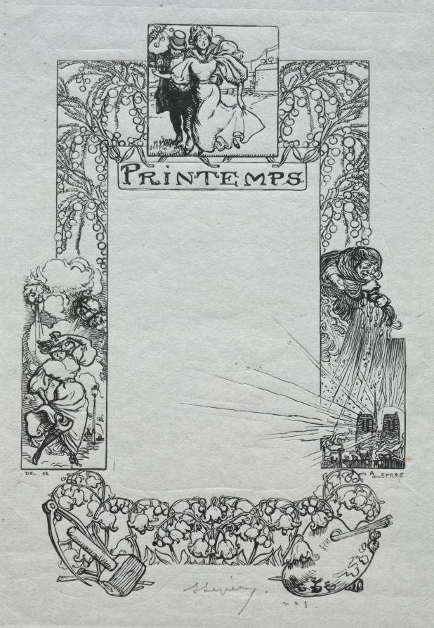 Auguste Louis Lepère — Paris Almanac, 1897:  Decorative Border, Spring