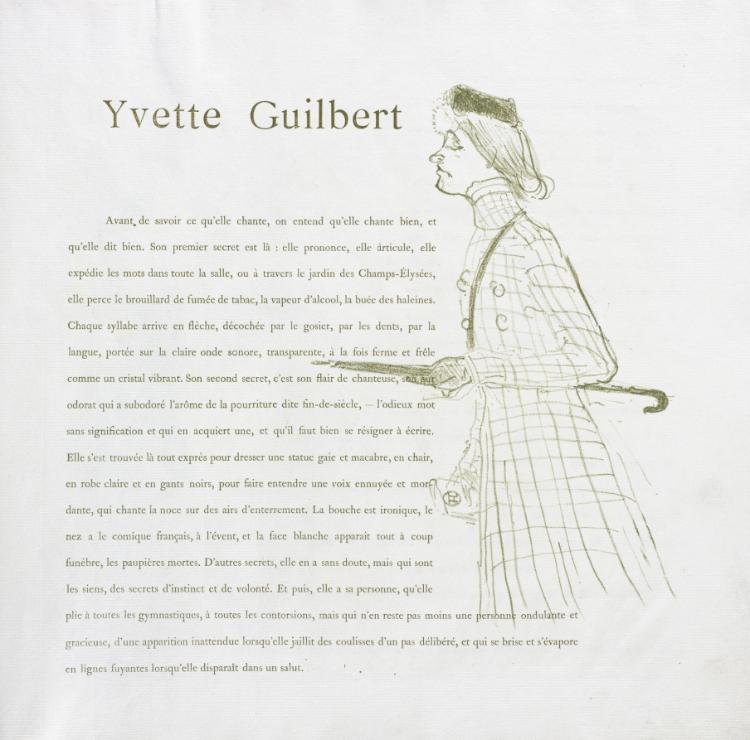 Henri de Toulouse-Lautrec — Yvette Guilbert-French Series:  No. 1