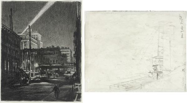 New York Night (recto) Study for New York Night (verso) 