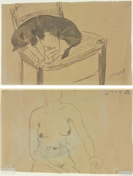 Sleeping Cat (recto) Torso of a Nude Woman (verso) 