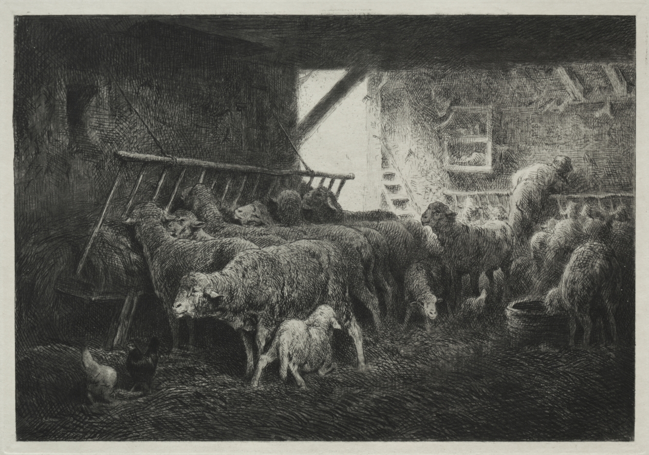 Charles-Émile Jacque — Interior of a Sheep Pen