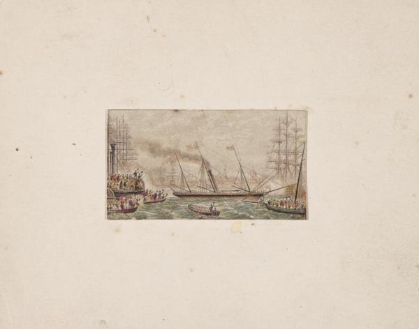 Needle-box Print:  The Royal Fleet in Kilkenny Bay (?)