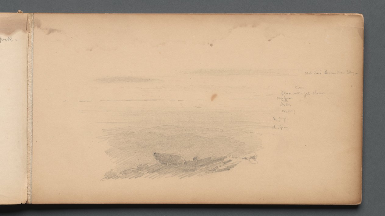 Sanford Robinson Gifford — Sketchbook, page 04: Sea Scape with Color Notations