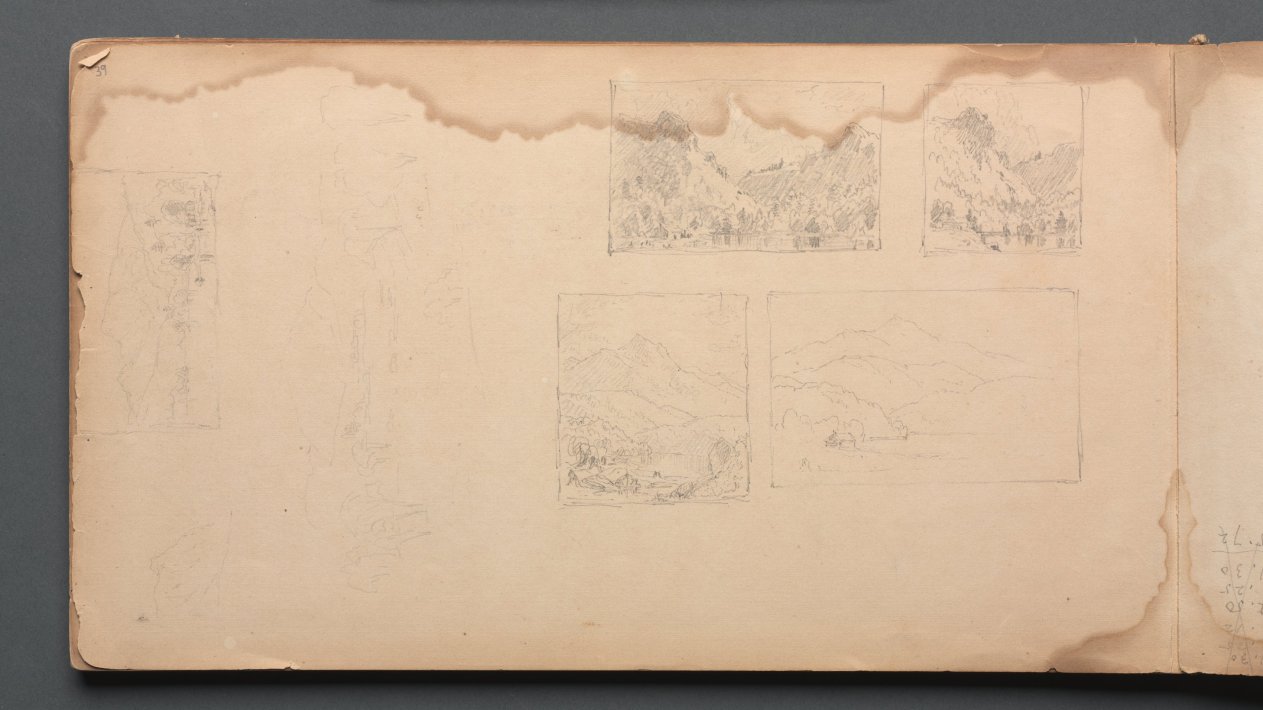 Sanford Robinson Gifford — Sketchbook, page 39: Maine Landscape Vignittes