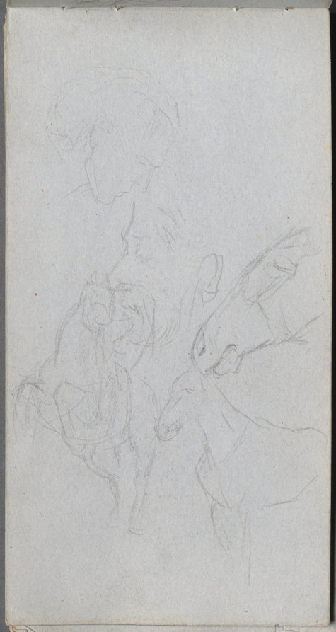 Ernest Meissonier — Sketchbook, page 90: Study of Horses, Profiles