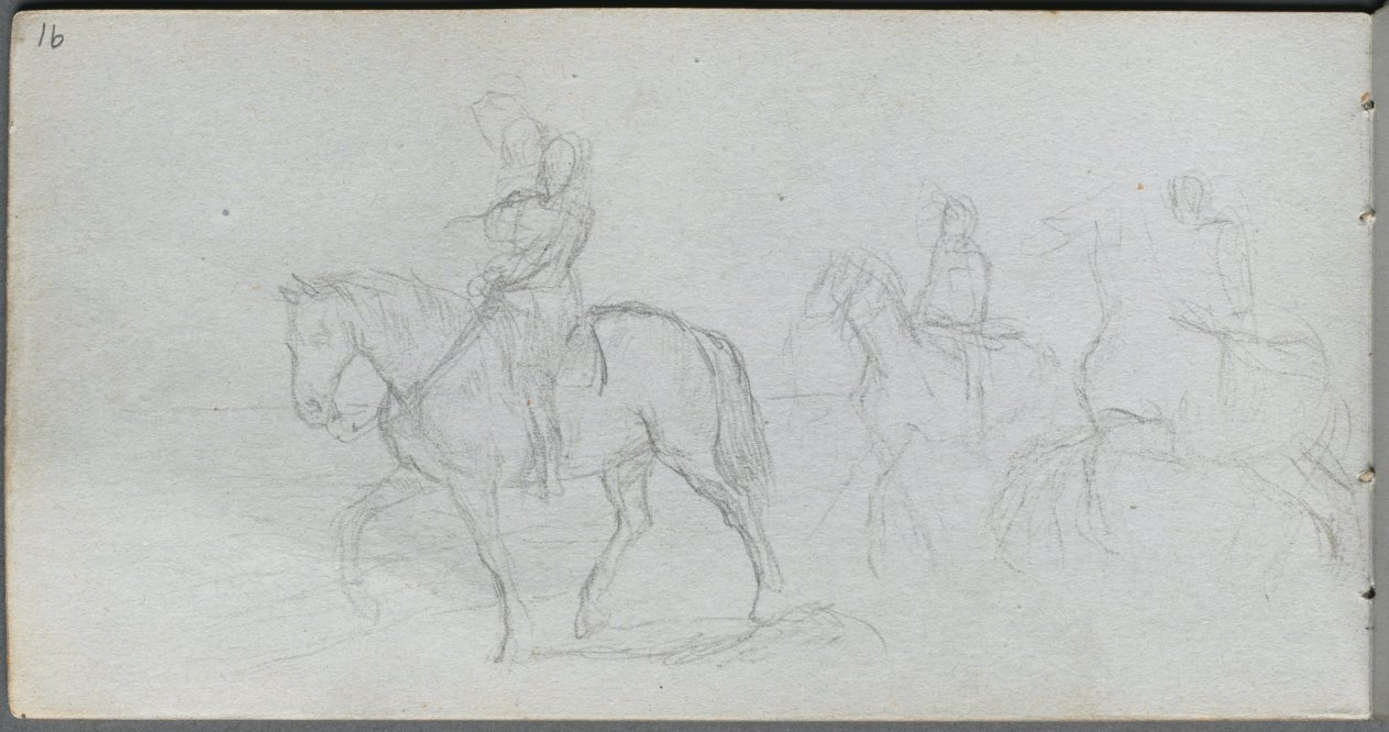 Ernest Meissonier — Sketchbook, page 91: Figures on Horseback