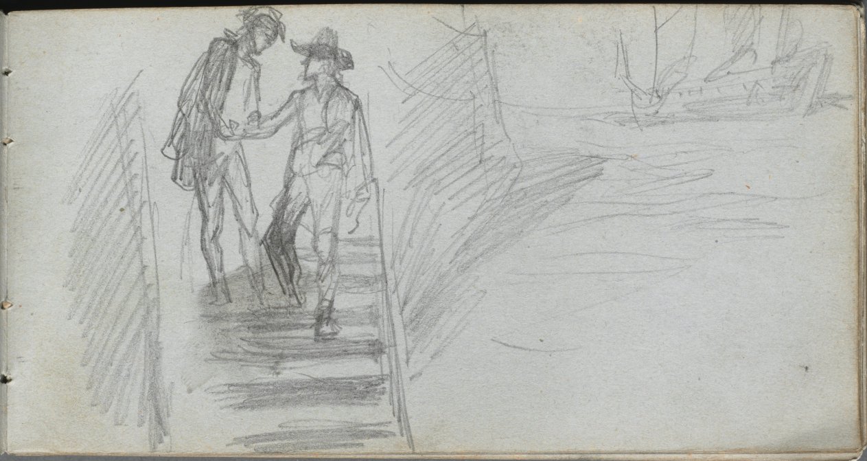 Ernest Meissonier — Sketchbook, page 64: Figures on a Stairway