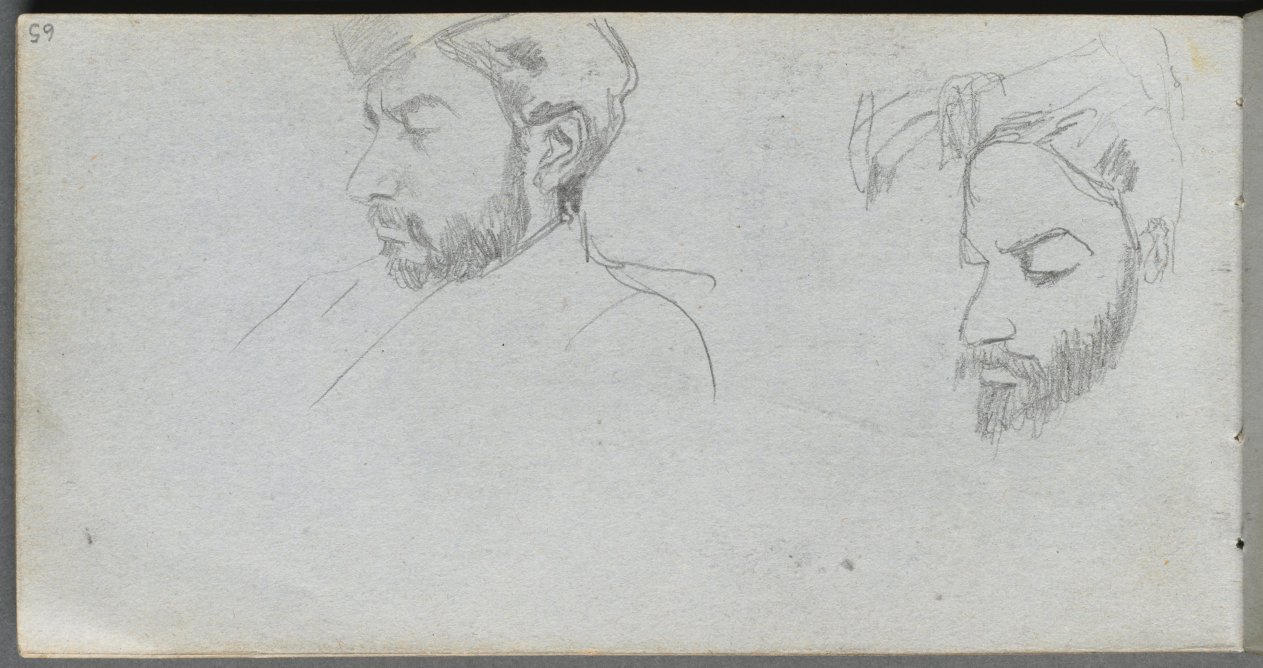 Ernest Meissonier — Sketchbook, page 65: Study of Faces in Profile