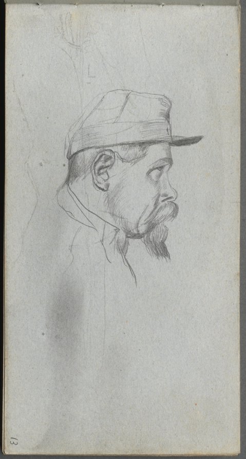 Ernest Meissonier — Sketchbook, page 13: Bust of a Man in Profile