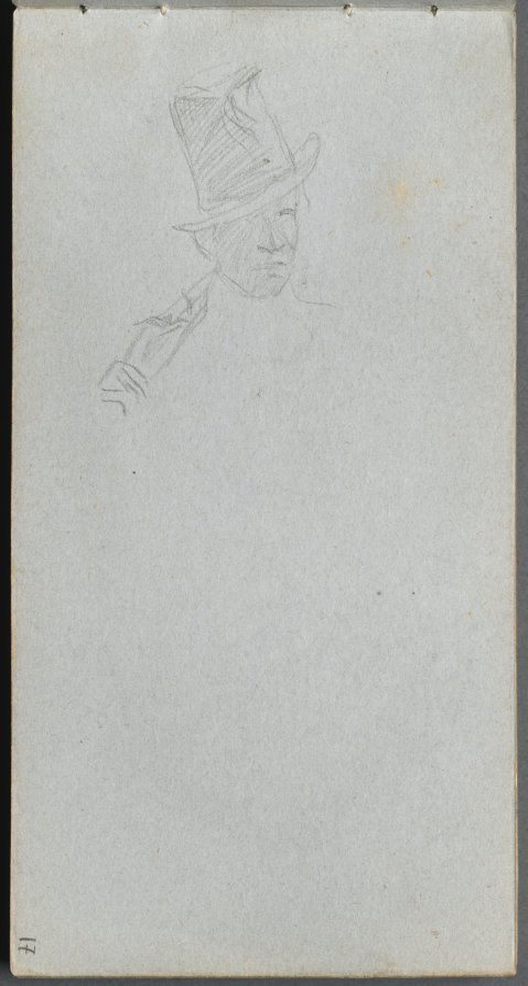 Ernest Meissonier — Sketchbook, page 17: Bust of a Man in Top Hat