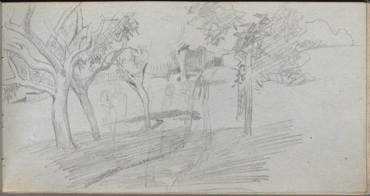 Ernest Meissonier — Sketchbook, page 74: Landscape Study