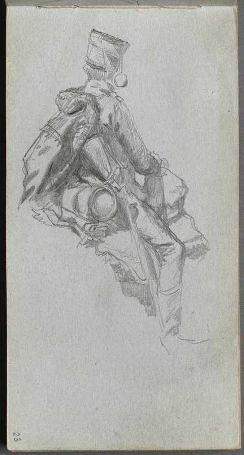 Ernest Meissonier — Sketchbook, page 23: Seated Soldier