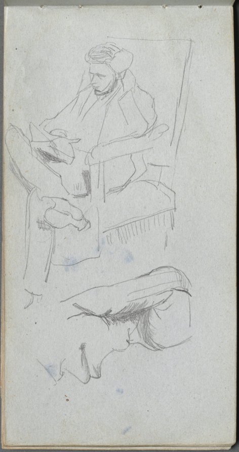 Ernest Meissonier — Sketchbook, page 24: Seated Male Figure