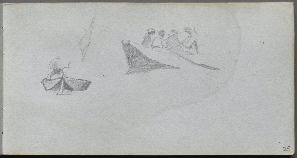 Ernest Meissonier — Sketchbook, page 25: Studies of Figures in Boats