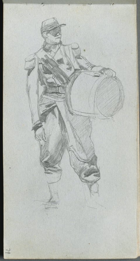 Ernest Meissonier — Sketchbook, page 79: Soldier with Drum