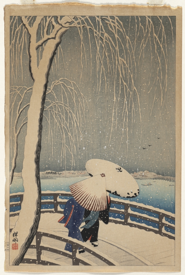 Ohara Shoson — Umbrellas in Snow