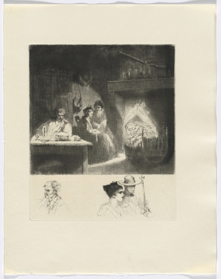 Auguste Brouet — Frédéric Mistral: Mémoires et Recits by Frédéric Mistral: family scene/ bust of three figures (insert after p. 48)