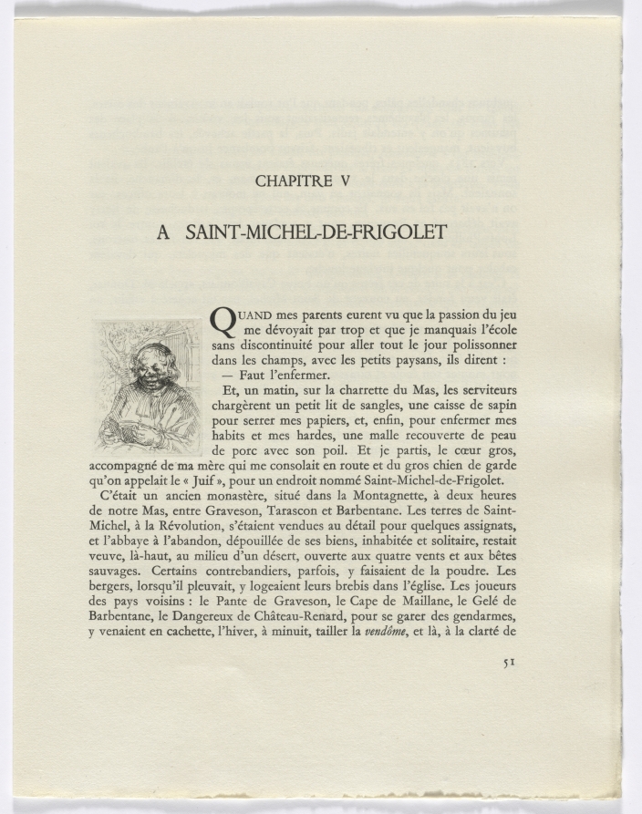 Auguste Brouet — Frédéric Mistral: Mémoires et Recits by Frédéric Mistral: bust of a man (page 51)