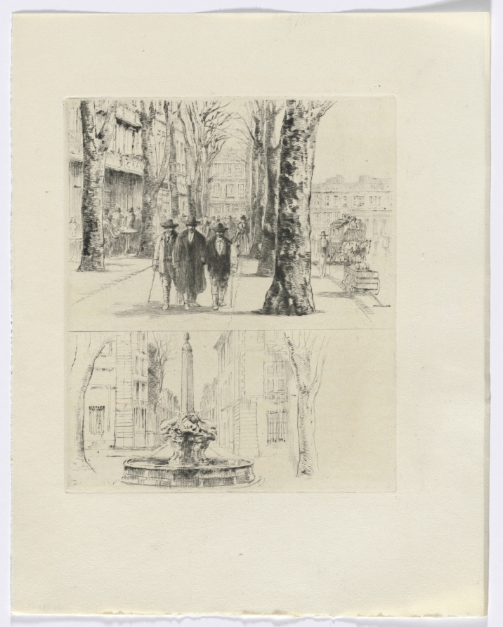 Auguste Brouet — Frédéric Mistral: Mémoires et Recits by Frédéric Mistral: city street scene/ fountain (insert after p. 120)