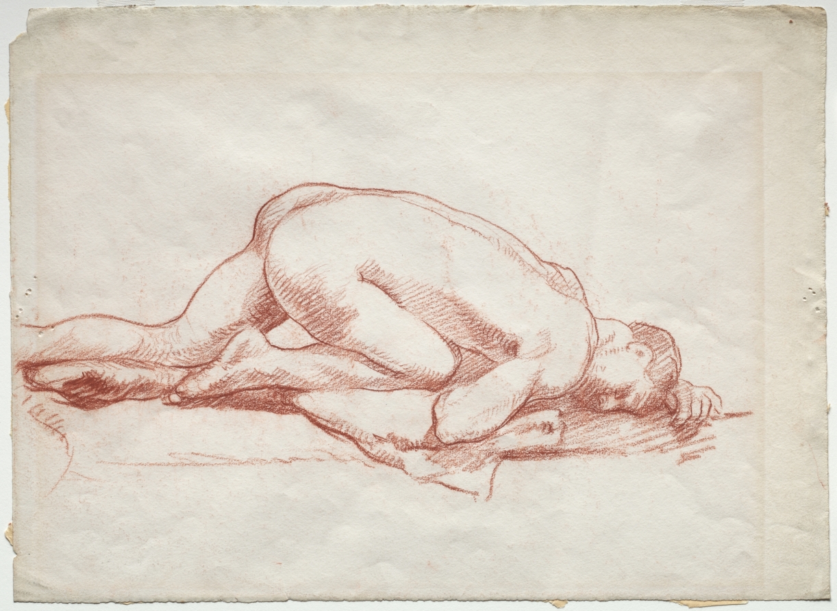 Unknown Artist — Crouching Male Nude