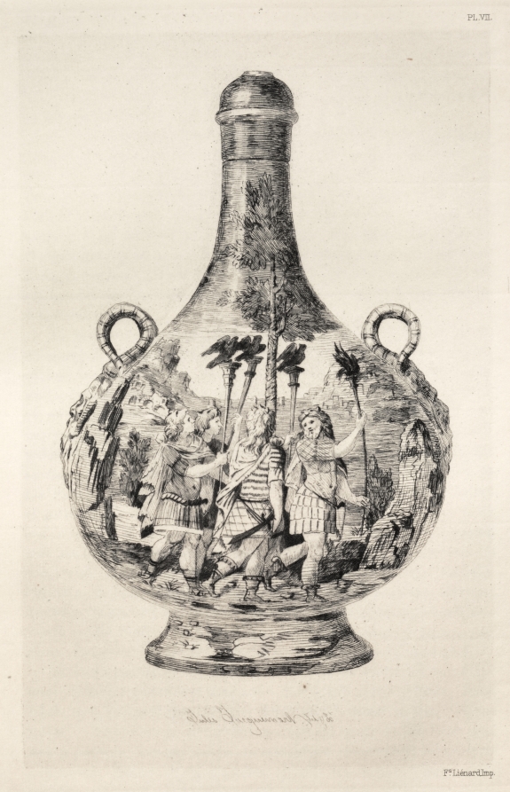 Jules Jacquemart — History of the Ceramic Art: A Descriptive and Philosophical Study of the Pottery of All Ages and All Nations: Italy: Renaissance- Majolica of Urbino- Ewer (Plate VIII)