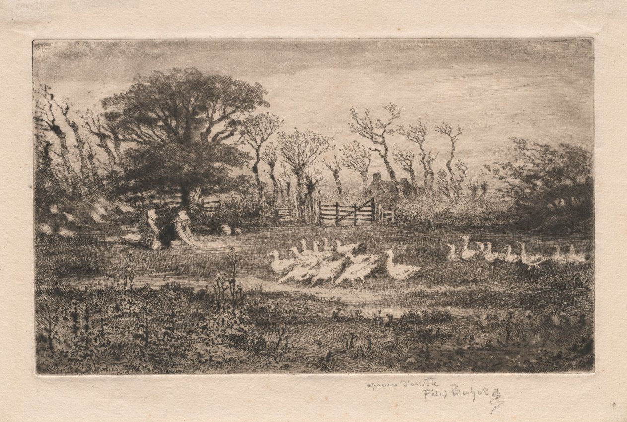 Félix Hilaire Buhot — Geese 