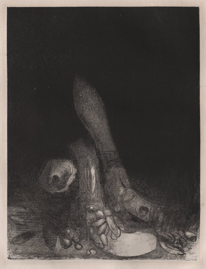 Odilon Redon — Flowers Fall and the Head of a Python Appears