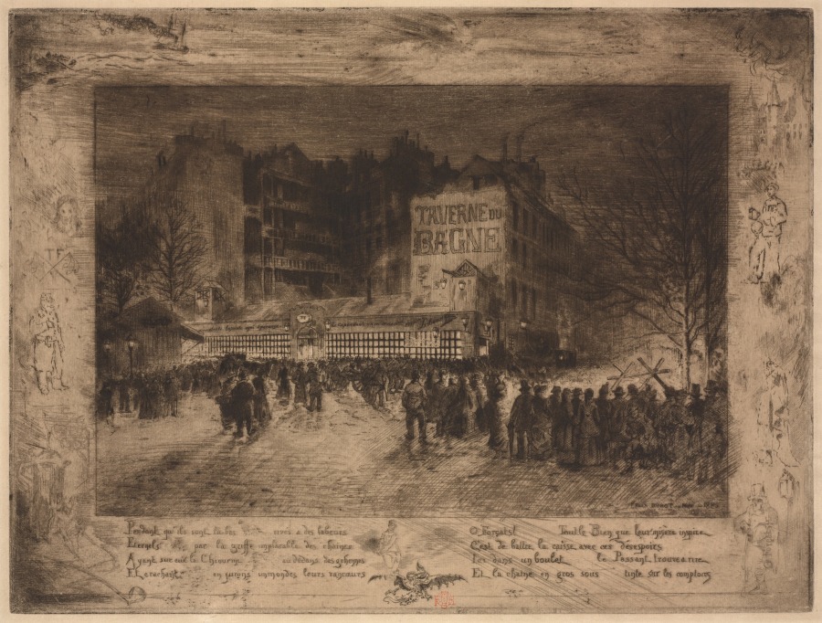 Félix Hilaire Buhot — La Place des Martyrs et la Taverne du Bagne