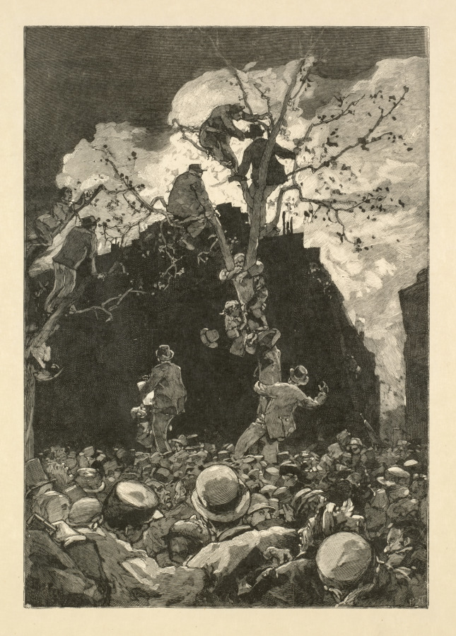 Auguste Lepère; printed with the collaboration of B. D. F. Tony Beltrand; Eugène Dété and Frédéric Rognon called Florian — Men Watching a Fire