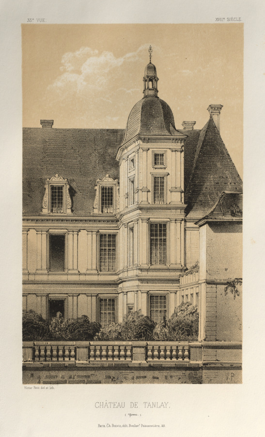 Victor Petit — Architecture Pittoresque ou Monuments des xveme. Et xvieme. Siecles: Chateaux De France des XV et XVI Siecles: Pl. 33, Château De Tanlay (Yonne)