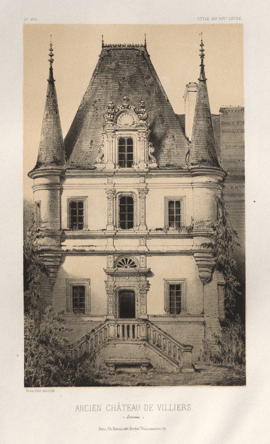Victor Petit — Architecture Pittoresque ou Monuments des xveme. Et xvieme. Siecles: Chateaux De France des XV et XVI Siecles: Pl. 1, Ancien Chateau de Villiers (Somme)