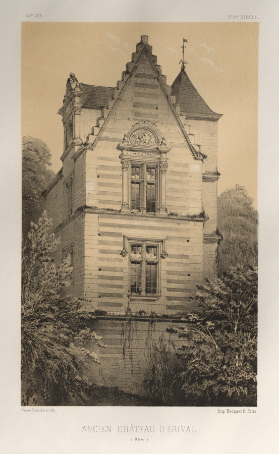 Victor Petit — Architecture Pittoresque ou Monuments des XVeme. Et XVIeme. Siecles: Chateaux de France des XV et XVI Siecles: Pl. 55, Ancien Château D'Érival (Aisne)