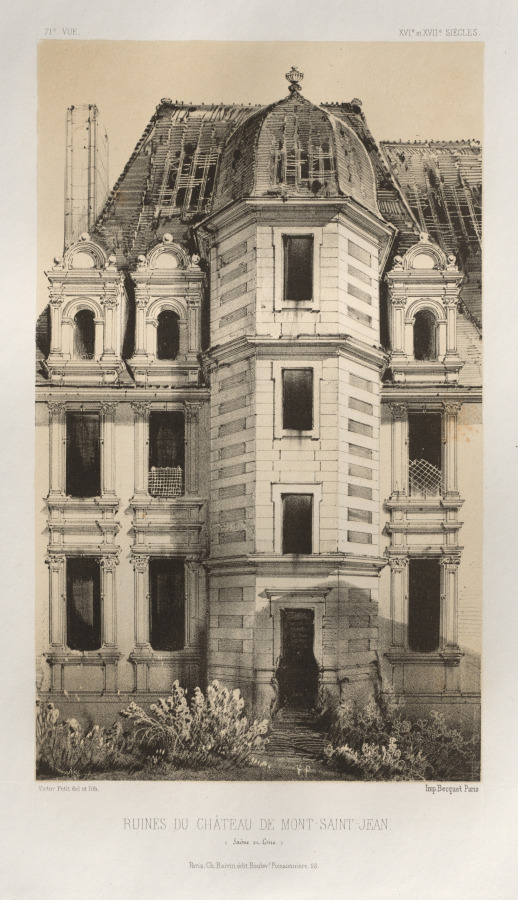 Victor Petit — Architecture Pittoresque ou Monuments des XVeme. Et XVIeme. Siecles: Chateaux de France des XV et XVI Siecles: Pl. 71, Ruines Du Château De Mont-Saint-Jean (Saône et Loire)