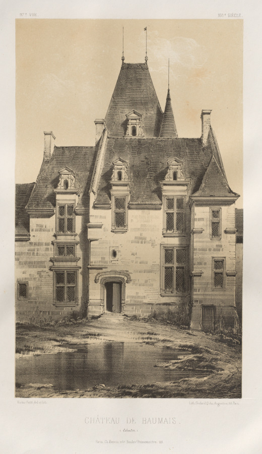 Victor Petit — Architecture Pittoresque ou Monuments des XVeme. Et XVIeme. Siecles: Chateaux de France des XV et XVI Siecles: Pl. 97, Château de Baumais (Calvados)