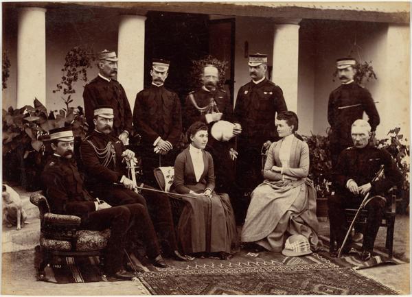 The Duke and Duchess of Connaught, with Col. Adam, Captain H.V. Benett, Col. Becher, Gen. Knowles, Captain Herbert, Col. Cavaye, Mrs. Cavaye, and Gen. R. Gellispie, Mhow