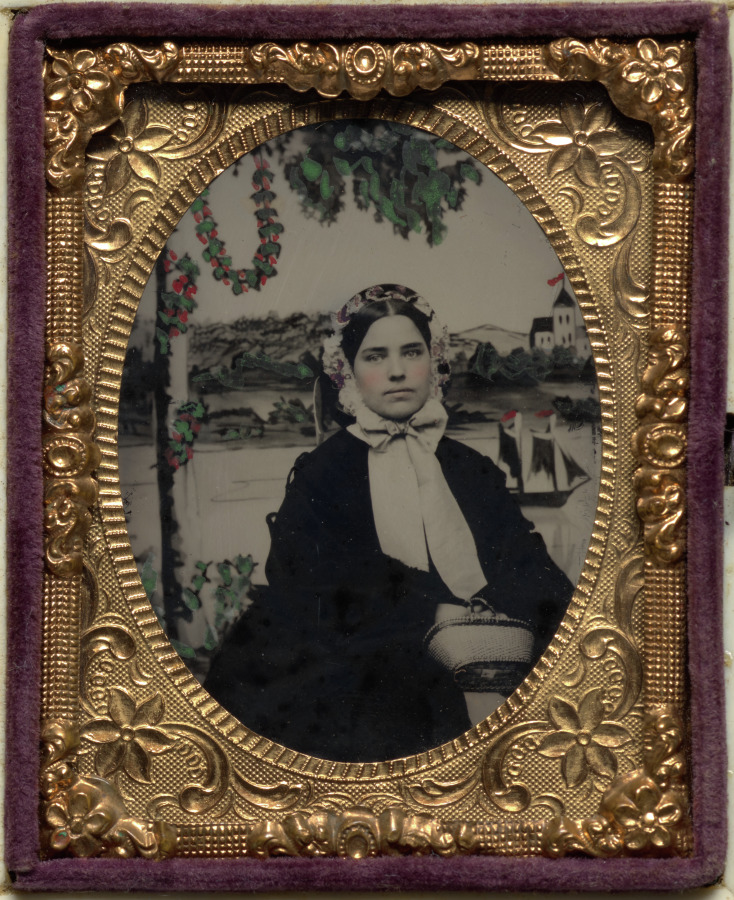 Unknown Artist — Woman with elaborate nautical backdrop
