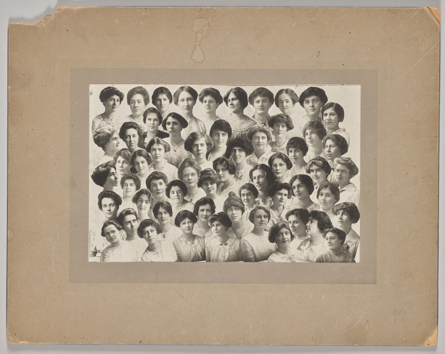 Unknown Artist — Untitled (composite photo of headshots of a group of women)