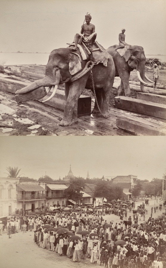 Unknown Artist — Untitled: (elephants moving blocks of wood, recto); (procession or crowd, verso)