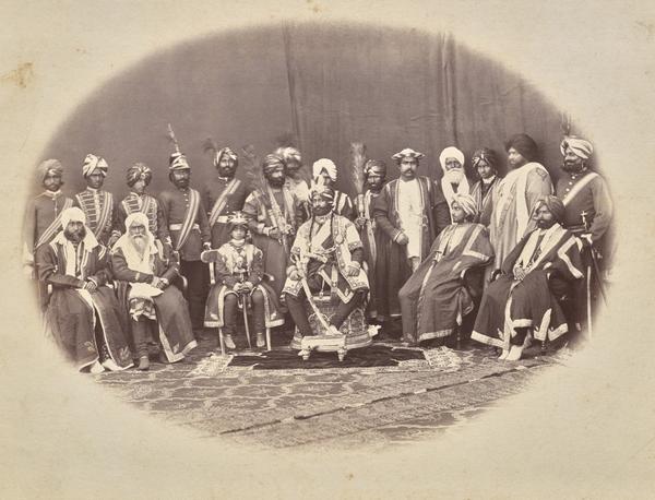 Maharaja Ranbir Singh of Jammu and Kashmir with Sons and Courtiers
