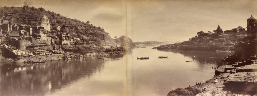 Raja Deen Dayal — Two-Part Panorama with View of the Narmada River at Omkareshwar
