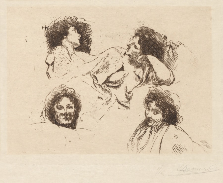 Four Heads of Women: Study for “The Happy Island” (Quatre têtes de Femmes: Étude pour “L’Ile Heureuse”)