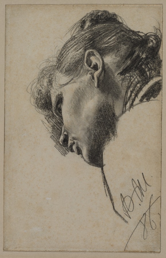 Adolph von Menzel — Head of a Young Woman Seen from Below