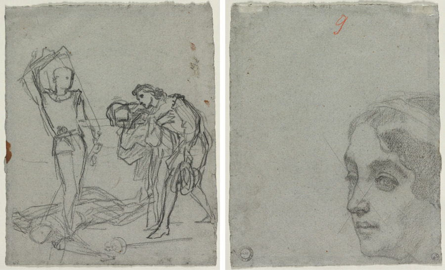 Thomas Couture — Duel after the Masked Ball (recto); Head of a Woman (verso)