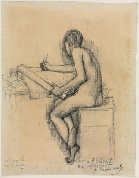 Study of a Seated Nude Female Model Drawing
