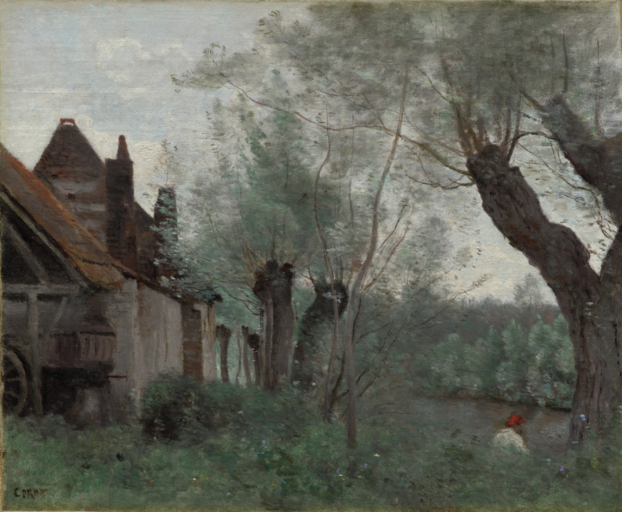 Jean Baptiste Camille Corot — Willows and Farmhouse at Sainte-Catherine-lès-Arras