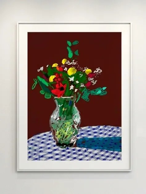 David Hockney — 13th February 2021, Flowers in a Glass Vase