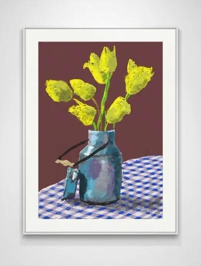 David Hockney — 21st April, Yellow Flowers In A Small Milk Churn