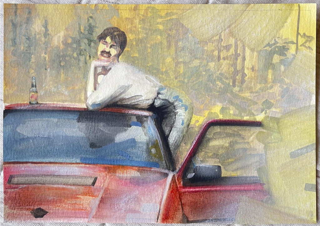 Robert Martin — imagined future self portrait as mom and her Turbo Z