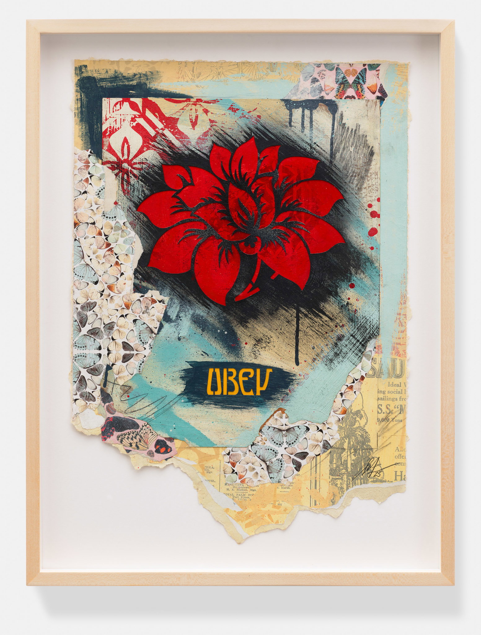 Shepard Fairey — Flower Study with Hirst Butterflies 1